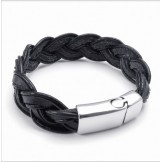 Deft Design Delicate Colors Stable Quality Titanium Leather Bracelet