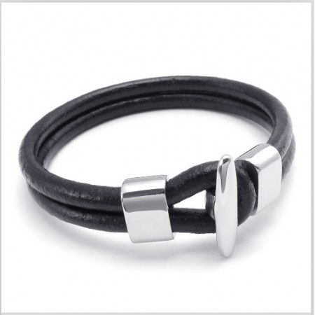 Deft Design Delicate Colors Stable Quality Titanium Leather Bracelet