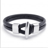 Deft Design Delicate Colors Stable Quality Titanium Leather Bracelet