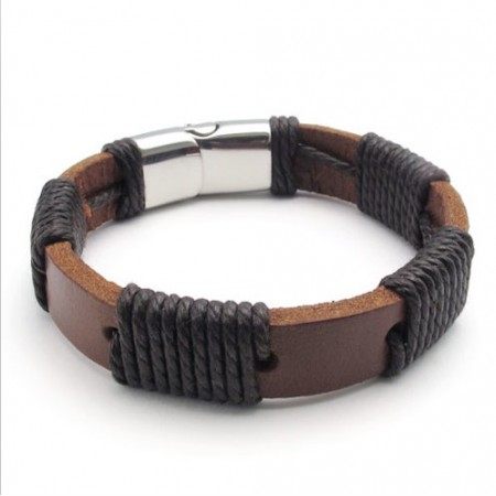 Deft Design Beautiful in Colors Reliable Quality Titanium Leather Bangle