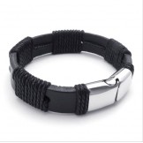 Deft Design Delicate Colors Reliable Quality Titanium Leather Bangle