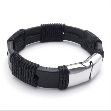 Deft Design Delicate Colors Reliable Quality Titanium Leather Bangle