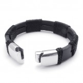 Deft Design Delicate Colors Reliable Quality Titanium Leather Bangle