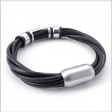 Deft Design Delicate Colors Reliable Quality Titanium Leather Bracelet