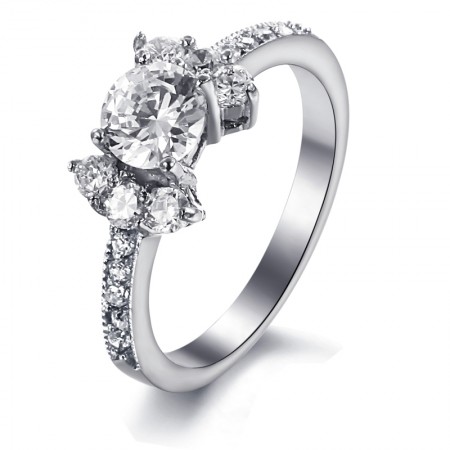 Wide Varieties Female Heart and Arrow Cut Titanium Ring With Rhinestone