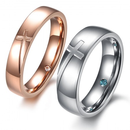to Enjoy High Reputation at Home and Abroad Cross Titanium Ring For Lovers 