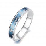 Durable in Use Blue Titanium Ring For Lovers 