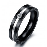 Reliable Quality Titanium Ring For Lovers With Rhinestone