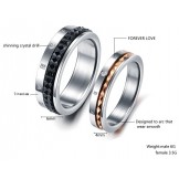 Excellent Quality Endless Love Titanium Ring For Lovers With Rhinestone