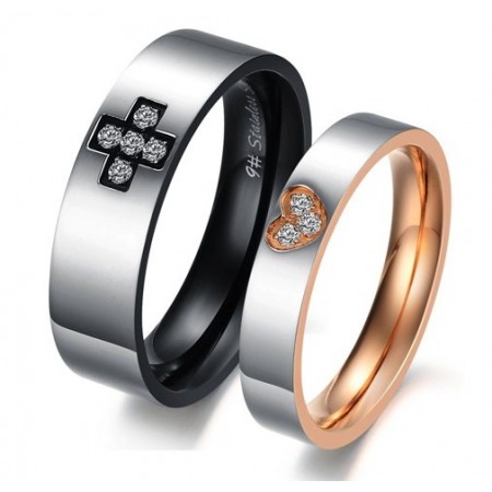 Superior Quality Cross Sweetheart Titanium Ring For Lovers 