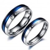 Reliable Reputation White and Blue Titanium Ring For Lovers With Diamond