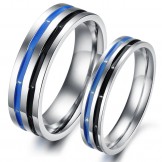 Easy to Use Blue-Black Titanium Ring For Lovers 