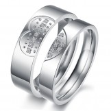 High Quality Sweetheart Titanium Ring For Lovers With Rhinestone