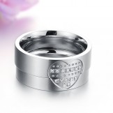 High Quality Sweetheart Titanium Ring For Lovers With Rhinestone