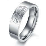 High Quality Sweetheart Titanium Ring For Lovers With Rhinestone