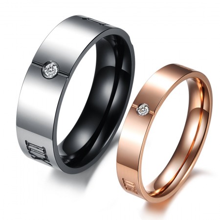 Dependable Performance Roman Numerals Titanium Ring For Lovers 