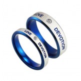 Stable Quality Blue Titanium Ring For Lovers 