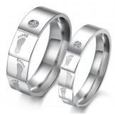 High Quality Layering Titanium Ring For Lovers With Rhinestone