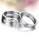 Stable Quality Labyrinth Titanium Ring For Lovers With Rhinestone
