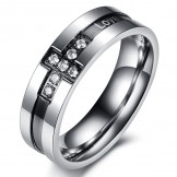 The King of Quantity Cross Titanium Ring For Lovers With Rhinestone