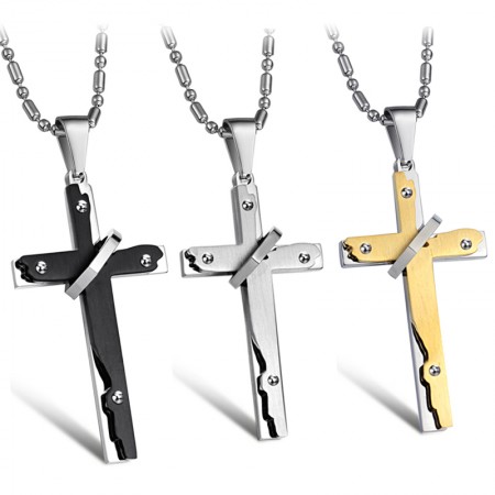 Wide Varieties Cross Titanium Necklace