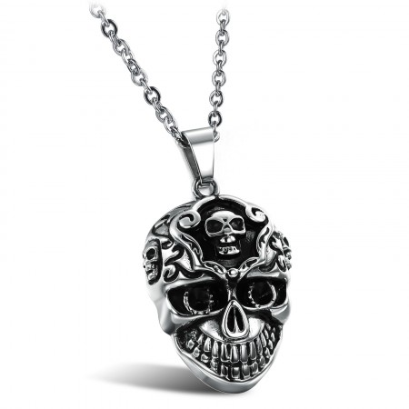 Superior Quality Male Skull Titanium Necklace 