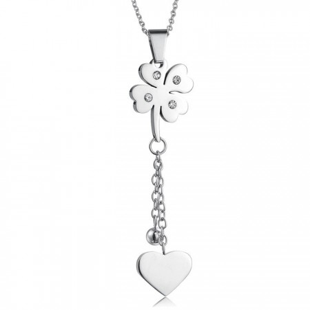 Quality and Quantity Assured Female Clover Shape Titanium Necklace 