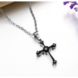 Excellent Quality Female Cross Titanium Necklace With Rhinestone