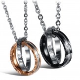 Reliable Quality Titanium Necklace For Lovers With Rhinestone