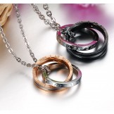 Reliable Quality Titanium Necklace For Lovers With Rhinestone