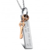 Stable Quality Lock Shape Titanium Necklace For Lovers 