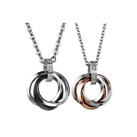 Superior Quality Titanium Necklace For Lovers With Rhinestone