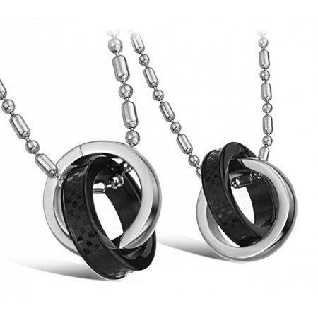 Superior Quality Dual Ring Titanium Necklace For Lovers 