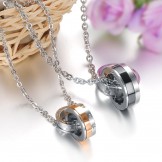 Well-known for Its Fine Quality Dual Ring Titanium Necklace For Lovers