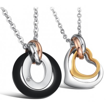 Wide Varieties Dual Ring Titanium Necklace For Lovers 