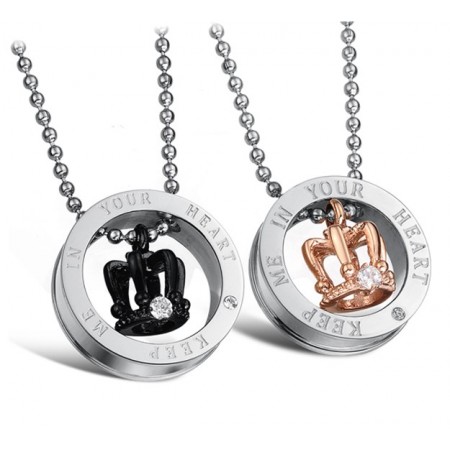 Wide Varieties Crown Titanium Necklace For Lovers 