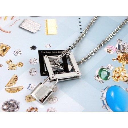 Complete in Specifications Lock Shape Titanium Necklace For Lovers 