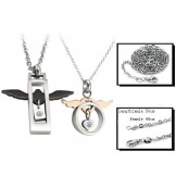 Stable Quality Angel Wings Shape Titanium Necklace For Lovers With Diamond
