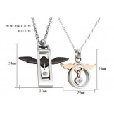 Stable Quality Angel Wings Shape Titanium Necklace For Lovers With Diamond