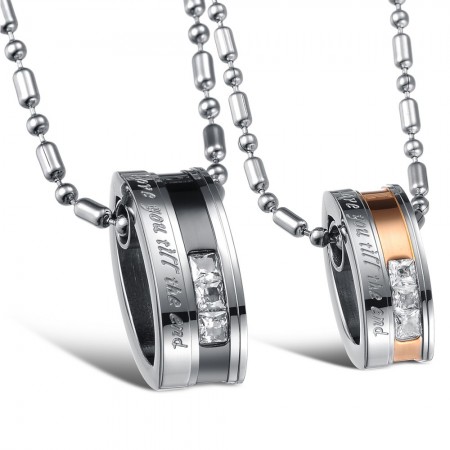 The King of Quantity Titanium Necklace For Lovers With Rhinestone