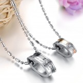 The King of Quantity Titanium Necklace For Lovers With Rhinestone