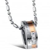 The King of Quantity Titanium Necklace For Lovers With Rhinestone