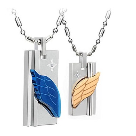 Well-known for Its Fine Quality Wing Shape Titanium Necklace For Lovers 