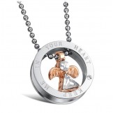 Selling Well all over the World Wing Shape Titanium Necklace For Lovers With Diamond