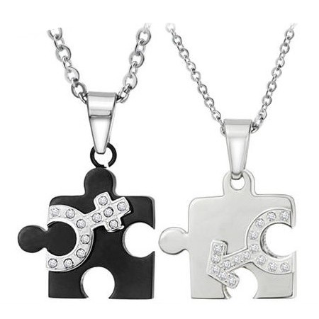 to Have a Long Story Black and White Titanium Necklace For Lovers 