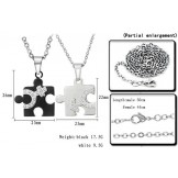 to Have a Long Story Black and White Titanium Necklace For Lovers 