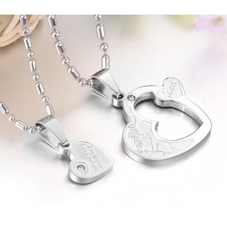 Reliable Quality Titanium Necklace For Lovers With Rhinestone