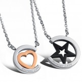 Selling Well all over the World Sweetheart and Star Shape Titanium Necklace For Lovers