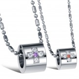 Durable in Use Cross Titanium Necklace For Lovers With Rhinestone