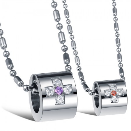 Durable in Use Cross Titanium Necklace For Lovers With Rhinestone